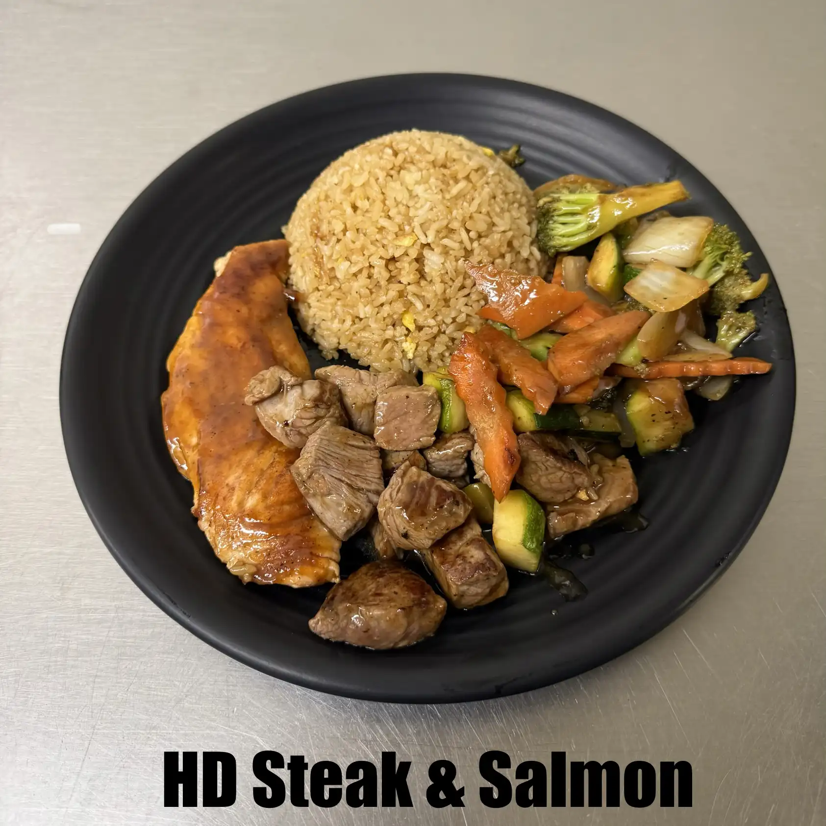 HD17. Hibachi Steak & Salmon.